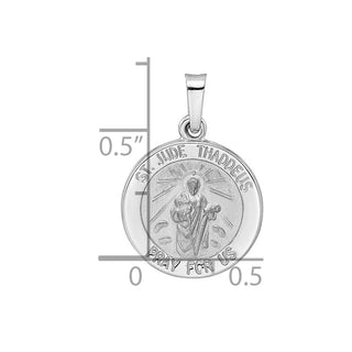 14k White Gold Polished and Satin Hollow St Jude Thaddeus Medal Pendant