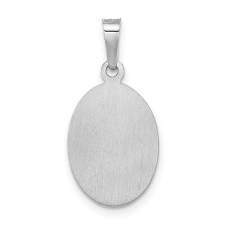 14k White Gold Polished and Satin Hollow Oval St Jude Thaddeus Medal Pendant