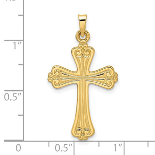 14k Yellow Gold Polished Solid Fancy Design Cross Pendant XR1940