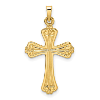 14k Yellow Gold Polished Solid Fancy Design Cross Pendant XR1940