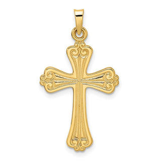 14k Yellow Gold Polished Solid Fancy Design Cross Pendant XR1940