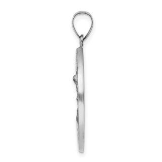 14k White Gold Polished and Satin Hollow St Michael Medal Pendant XR1941