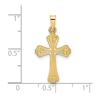 14k Yellow Gold Polished Solid Fancy Design Cross Pendant XR1942