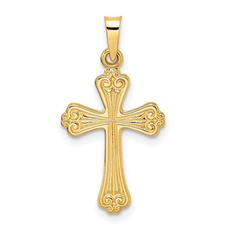 14k Yellow Gold Polished Solid Fancy Design Cross Pendant XR1942