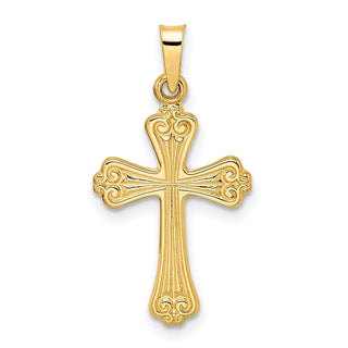 14k Yellow Gold Polished Solid Fancy Design Cross Pendant XR1942