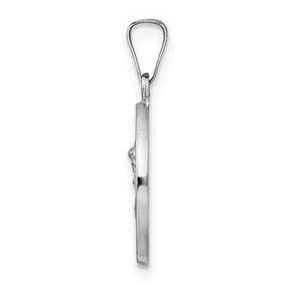 14k White Gold Polished and Satin Hollow St Michael Medal Pendant XR1943