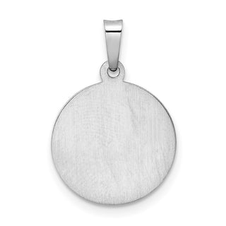 14k White Gold Polished and Satin Hollow St Michael Medal Pendant XR1943