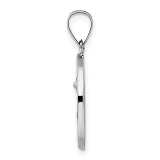 14k White Gold Polished and Satin Hollow St Michael Medal Pendant XR1945