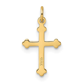 14k Yellow Gold Polished and Textured Solid Kite-Shape Cross Pendant XR1946