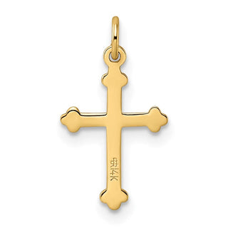 14k Yellow Gold Polished and Textured Solid Kite-Shape Cross Pendant XR1946