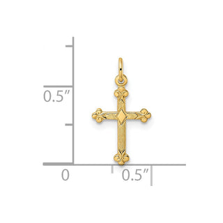 14k Yellow Gold Polished and Textured Solid Kite-Shape Cross Pendant XR1946