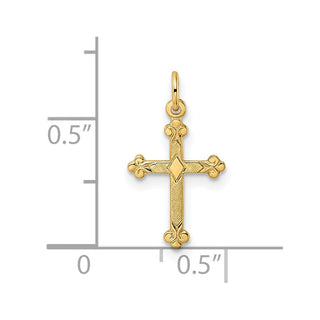 14k Yellow Gold Polished and Textured Solid Kite-Shape Cross Pendant XR1946