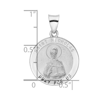 14k White Gold Polished and Satin Hollow St Nicholas Medal Pendant