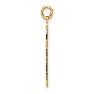 14k Yellow Gold Polished and Textured Solid Kite-Shape Cross Pendant XR1948