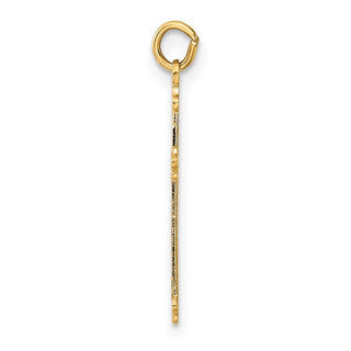 14k Yellow Gold Polished and Textured Solid Kite-Shape Cross Pendant XR1948