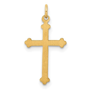14k Yellow Gold Polished and Textured Solid Kite-Shape Cross Pendant XR1948
