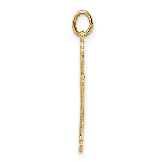 14k Yellow Gold Polished and Textured Solid Kite-Shape Cross Pendant XR1950
