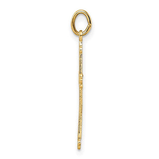 14k Yellow Gold Polished and Textured Solid Kite-Shape Cross Pendant XR1950