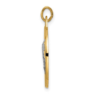 14k Yellow Gold Polished and Satin Solid Praying Hands Disc Pendant XR1951