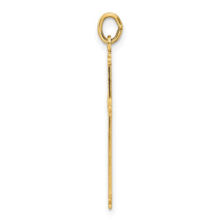 14k Yellow Gold Polished and Textured Solid Kite-Shape Cross Pendant XR1952