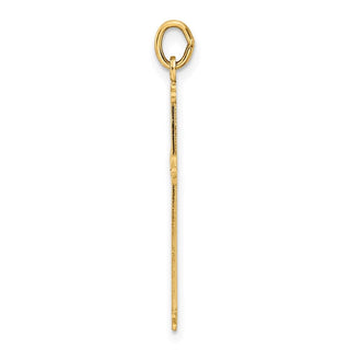 14k Yellow Gold Polished and Textured Solid Kite-Shape Cross Pendant XR1952