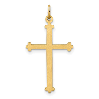 14k Yellow Gold Polished and Textured Solid Kite-Shape Cross Pendant XR1952