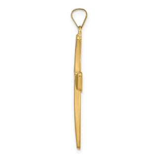 14k Yellow Gold Polished Hollow Cross Pendant