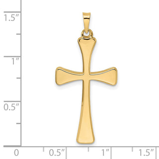 14k Yellow Gold Polished Hollow Cross Pendant