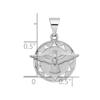 14k White Gold Polished and Satin Hollow Holy Spirit Pendant