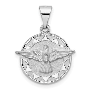 14k White Gold Polished and Satin Hollow Holy Spirit Pendant
