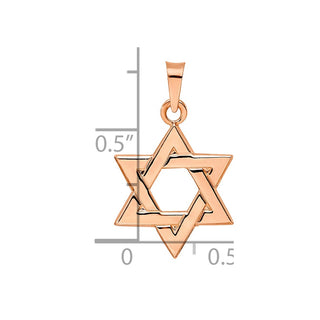 14k Rose Gold Polished Solid Star of David Pendant