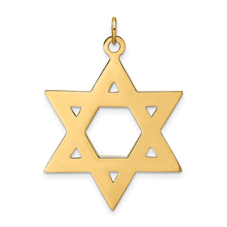 14k Yellow Gold Polished and Textured Solid Star of David Pendant XR1959