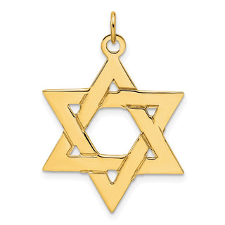 14k Yellow Gold Polished Solid Star of David Pendant XR1961