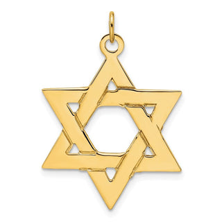 14k Yellow Gold Polished Solid Star of David Pendant XR1961