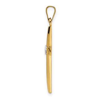 14k Two-tone Gold Polished Solid Kite-Shape Center Cross Pendant XR1964
