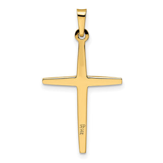 14k Two-tone Gold Polished Solid Kite-Shape Center Cross Pendant XR1964
