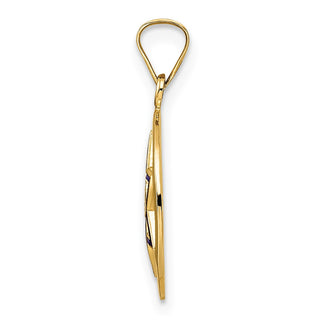 14k Yellow Gold Polished and Enameled Solid Star of David Pendant XR1965