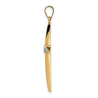 14k Two-tone Gold Polished Solid Kite-Shape Center Cross Pendant XR1966