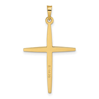14k Two-tone Gold Polished Solid Kite-Shape Center Cross Pendant XR1966