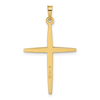 14k Two-tone Gold Polished Solid Kite-Shape Center Cross Pendant XR1966
