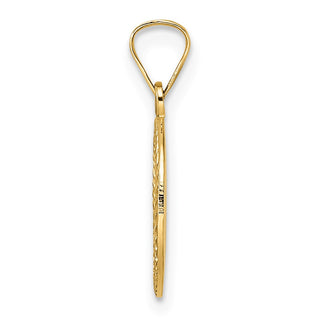 14k Yellow Gold Polished and Textured Solid Star of David in Frame Pendant