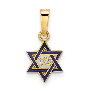 14k Yellow Gold Polished and Enameled Solid Star of David Pendant XR1971