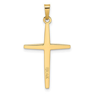 14k Two-tone Gold Polished Solid Double Cross Pendant XR1974