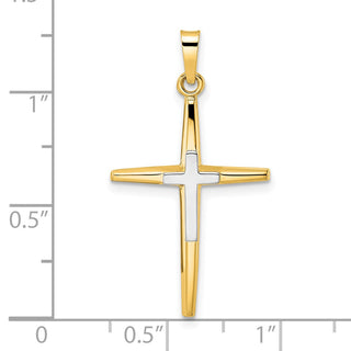 14k Two-tone Gold Polished Solid Double Cross Pendant XR1974