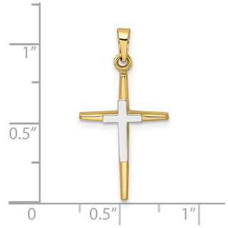 14k Two-tone Gold Polished Solid Double Cross Pendant XR1976