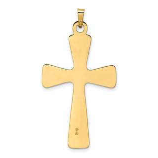 14k Yellow Gold Polished Center Flower Solid Cross Pendant XR1978