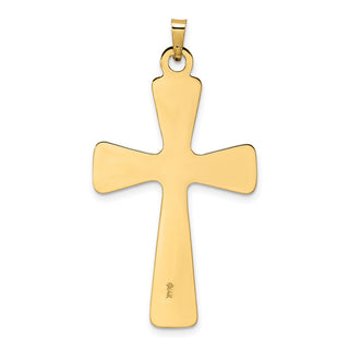 14k Yellow Gold Polished Center Flower Solid Cross Pendant XR1978