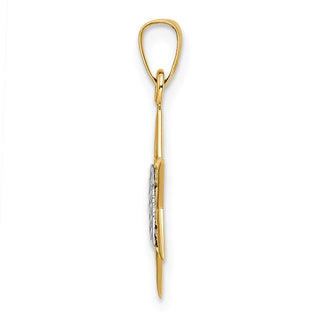 14k Two-tone Gold Polished Solid Star and Torah Pendant