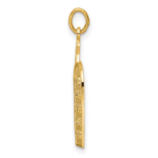 14k Yellow Gold Polished Solid Ten Commandments and Star Charm