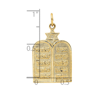 14k Yellow Gold Polished Solid Ten Commandments and Star Charm